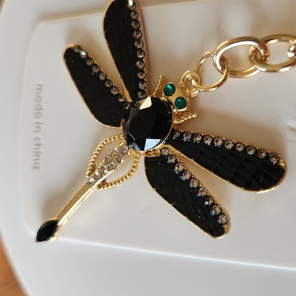 Gold And Black Dragonfly Keychain/Bag Charm - Picture 3 of 5